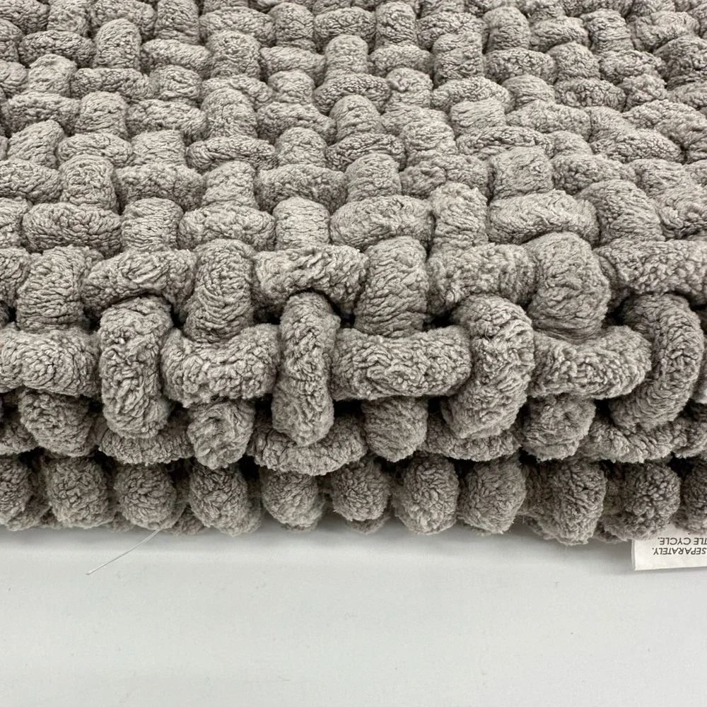 Beau Monde Grey Chunky Woven Runner Rug Mat Textured Cotton Blend 24x61